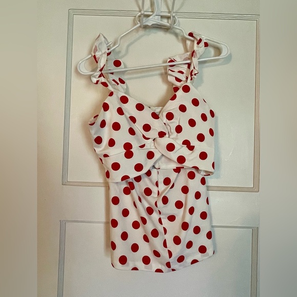 Red and White Polka Dot Mini Skirt - Picture 1 of 3